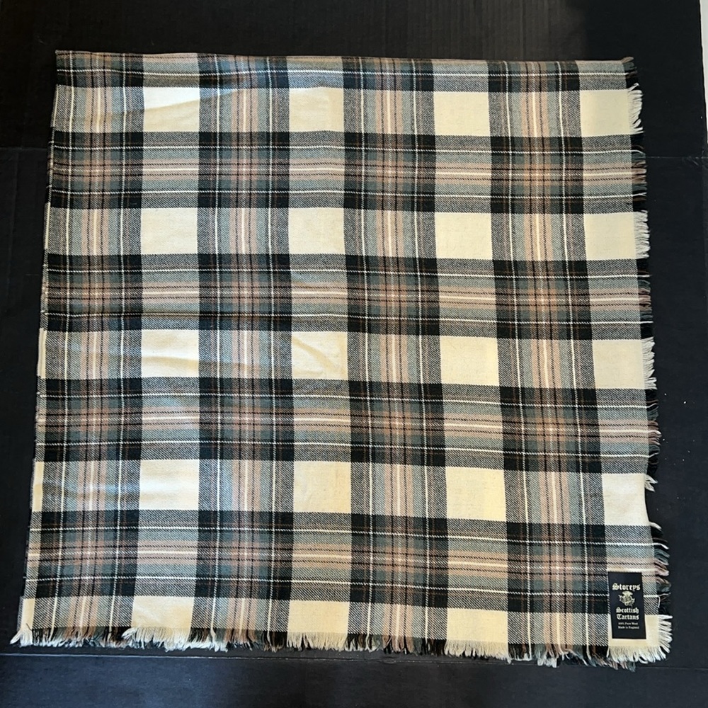 Vintage Storeys Scottish Tartans Blanket Throw 100% Pure Wool England 58” x 58”